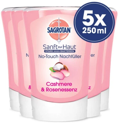 Sagrotan No-Touch Nachfüller Cashmere and Rose Seifenspender 5 x 250 ml 5er Pack - Bild 1 von 4