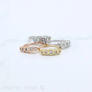 SILVER YELLOW ROSE GOLD IP BEZEL SIMULATED DIAMOND ANNEALED HOOP NOSE RING 20G - Picture 1 of 14