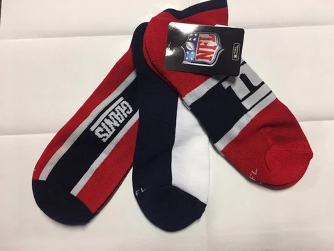 3 Pairs Men NFL New York Giants Football Team Ankle Socks Size 10-13 Footie NY Cover