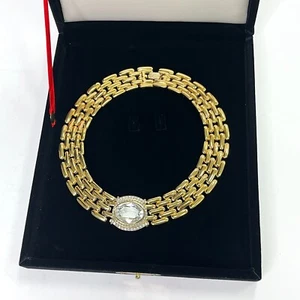 Bijoux Givenchy Iconic Choker Gold Tone Signature GG Clasp Signed Vintage - Picture 1 of 18