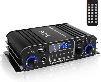 Amplificatore Stereo Bluetooth 5.0 a 4 Canali – 4X50W Hi-Fi, 1200W Max – Ricevit - Immagine 1 di 4