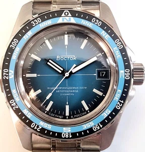 NEW VOSTOK AMFIBIA AUTOMATIC DIVER 20ATM TURIST 14054B STAINLESS STEEL BRACELET - Foto 1 di 11