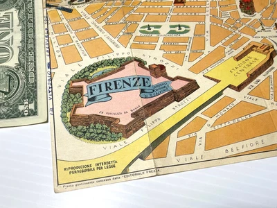 1957 Pictorial Color Map Of Historical Sites Florence Italy By Di S Calvino - Image 1 of 3