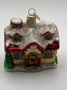 Old World Christmas Glass Holiday Home House Glitter Ornament - Picture 1 of 8