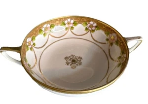 Nippon Bonboniere Schale ~ vor 1921 5,5" - handbemalt gold vergoldet - Bild 1 von 11