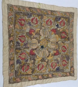 Antik Suzani Stil syrische Seide Metallic bestickt Blumen Panel 119x118cm - Bild 1 von 12