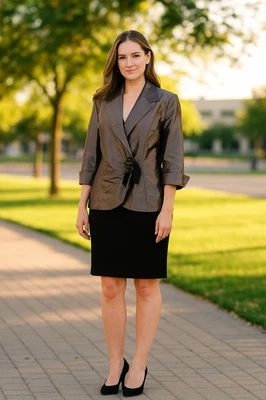 Alex Evenings Metallic Iridescent Jacket Women 3/4 Sleeve Floral Closure Wrap 1X - Image 1 of 4