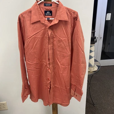 Camisa Stafford Hombre Talla 17.5 (36-37) Naranja Quemado Vestido Manga B L Abotonada  Foto 1 de 4