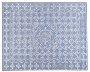 Tappeto tappeto blu orientale Oushak 8'x10' floreale trapuntato a mano 100% lana - Foto 1 di 6