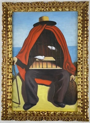 Pintura al óleo sobre lienzo de René Magritte (hecha a mano) firmada y estampada Foto 1 de 4