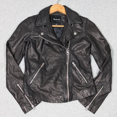 Madewell The Washed Leather Motorcycle Jacket Womens XS Grunge Edgy Soft Moto - Image 1 of 4