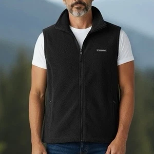 Columbia Mens Full Zip Black Fleece Vest Size 2XL - Picture 1 of 9