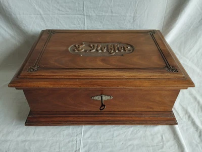 Kleine Truhe Kiste Nähkasten (47x33 cm) Geschnitzt Nehler Hövelhof Gründerzeit  - Bild 1 von 4