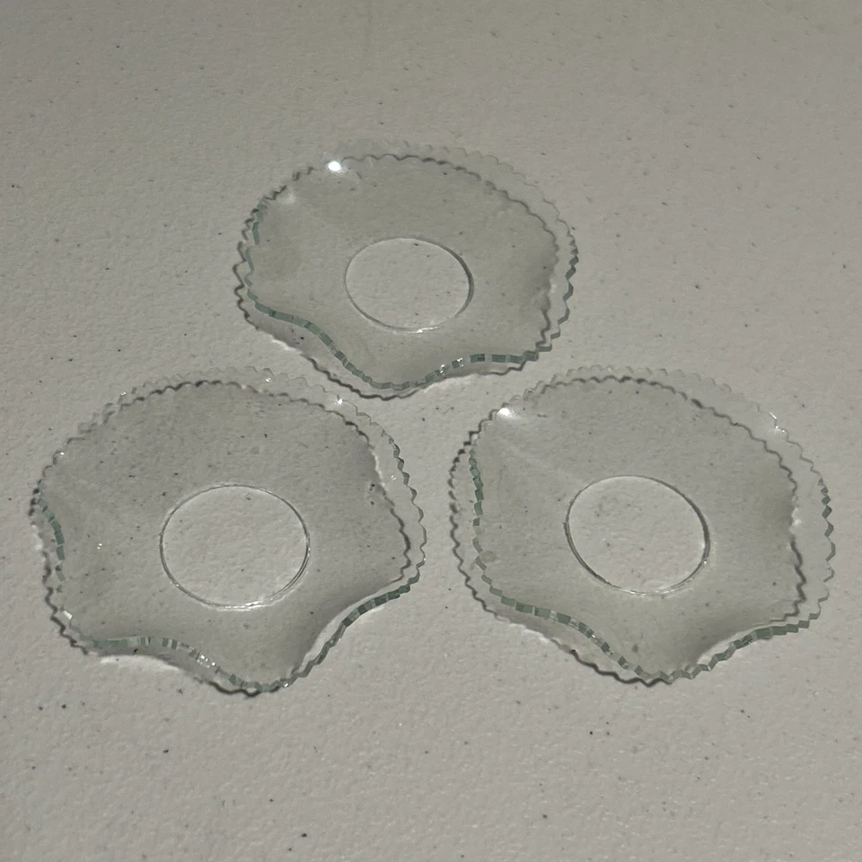 3 bobeches vintage de borde de vieira con volantes transparentes Foto 1 de 4