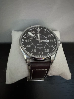 Reloj para hombre Hamilton Jazzmaster gris con correa de cuero marrón - H32451581 Foto 1 de 4