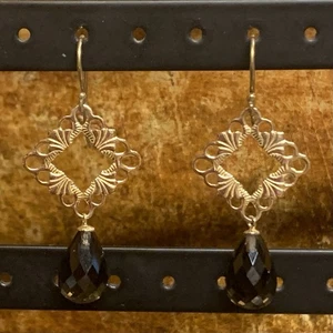 14K Gelbgold und Rauchtopas Ohrhänger/Ohrhänger von ZRW Made in Israel - Bild 1 von 11