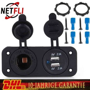 DC 12V-24V 2.1A Auto Zigarettenanzünder Steckdose Wasserdicht Einbau Buchse - Bild 1 von 8