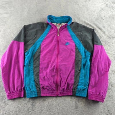 Vintage Nike Windbreaker Jacket Mens XS Purple Blue Teal Full Zip Track 90s - Image 1 of 4
