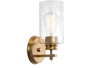 Kira Home 10" Modern Wall Sconce/Vanity Light, Clear Hammered Glass Shade (2C) - Picture 1 of 2