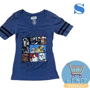 Star Wars T-Shirt - Jrs. S (3-5) Blue With Blk Stripes Pit2pit 14” - Picture 1 of 6