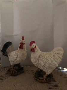 Vintage Decorative Resin Rooster 7” And Hen 6” Farmhouse Decor - Picture 1 of 12