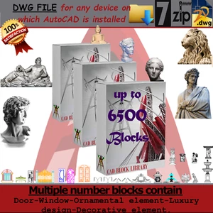 AUTOCAD SOFTWARE DWG FILE ARCHITECTURE BLOCK 2D FOR DECORATIVE & LUXURY ELEMENTS - Picture 1 of 3
