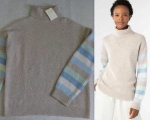 Neu mit Etikett Kinross Kaschmir gestreifter Ärmel Schildkrötenpullover in Achat mehrere Größen M - Bild 1 von 13