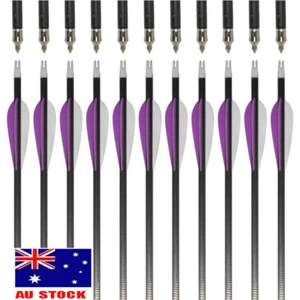 12X Archery Carbon Arrows 31" Spine 350 Hunting Target for Compound Recurve Bow - Picture 1 of 21