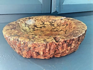 Posacenere pietra alabastro intagliato a mano Italia grande vintage MCM 9,5" portagioie - Foto 1 di 20