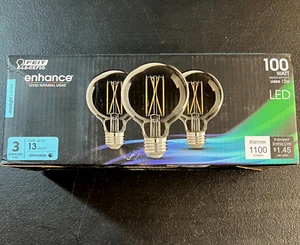 3-Pack Feit Electric G25 100W LED Bulbs 1100 Lumens Clear Enhance Natural Light - Picture 1 of 7