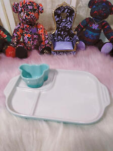 New  Le Creuset Baby Dish Stoneware Multi-plate & Ramukan Pastel Blue  set