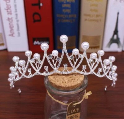 Coronas y diadema de perlas tiara coronas de cristal estrás coronas para niñas mujeres Foto 1 de 3