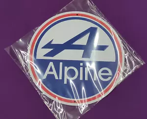 Vintage Retro Alpine Embossed Tin / Sign 20cm Round Renault French - Picture 1 of 5