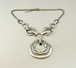 NK7942 DESIGNER INSPIRED SILVER TONE GEMSTONE METAL CHAIN NECKLACE - Bild 1 von 1