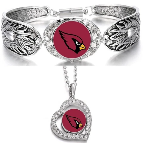 Arizona Cardinals Gift Womens 925 Sterling Silver Necklace Bracelet Set D3D19 Cover