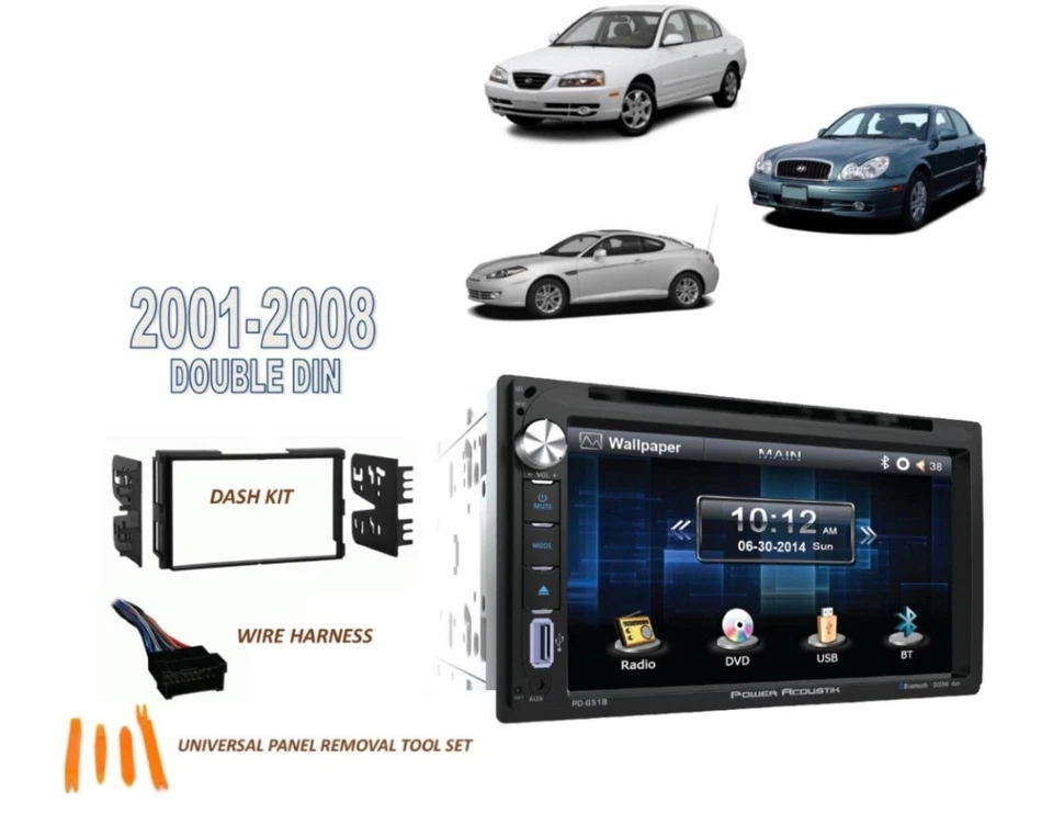 Se adapta a HYUNDAI ELANTRA 2001-2008, SONATA, KIT ESTÉREO, BLUETOOTH PANTALLA TÁCTIL DVD Foto 1 de 4