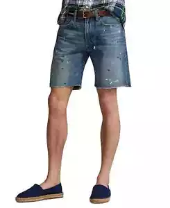 Polo Ralph Lauren Herren Gr. 34 klassisch 8,5" abgenutzt Farbspritzer Jeansshorts - Bild 1 von 4