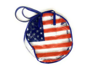 Round USA Flag Faux Leather Trim Clear Tote Bag ~ Great Gift Idea! - Picture 1 of 2