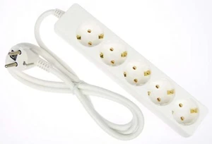 Schuko Mehrfachsteckdose Steckdosenleiste 5-fach weiss 1,4 m Stromverteiler - Picture 1 of 6