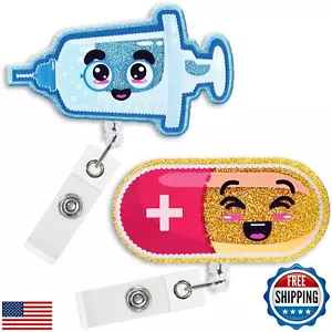 CTOHN 2 Pack Nurse Retractable Badge Holder Reels, Cute Badge Reel Clips for - Picture 1 of 5