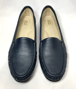 SAS Tripad Mocassini Scarpe Donna 9N Blu Navy Pelle Slip On Supporto Arco - Foto 1 di 7