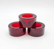 3pc Valentine Ruby Red Rounded Shape Glass Tea Light Candle Holders