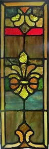 Antique Vintage c1890 Victorian Stained Glass Panel Fleur de Lis Restored - Picture 1 of 4