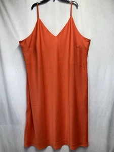A New Day Adjustable Straps V-Neck Midi Silk Dress Women 3X Orange Side Slit New - Picture 1 of 19