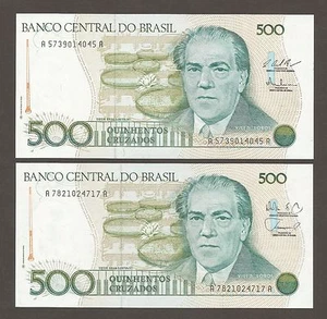 Brazil 500 Cruzados N.D. (1987), UNC, P-212; BNB-B834c,d; Composer; 2 signatures - Picture 1 of 2