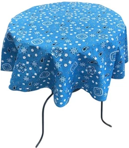 BANDANNA - Round Print Poly Cotton Tablecloth Bandanna Turquoise - Picture 1 of 1