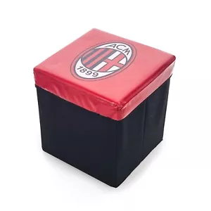 Pouf contenitore con coperchio A.C. Milan rosso e nero 31x31x33 cm - Foto 1 di 5