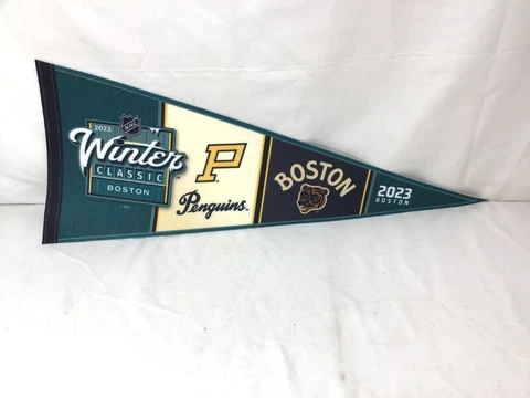 2023 Winter Classic Mini Pennant 8x16 Felt Fenway Park Boston Bruins vs Penguins Cover