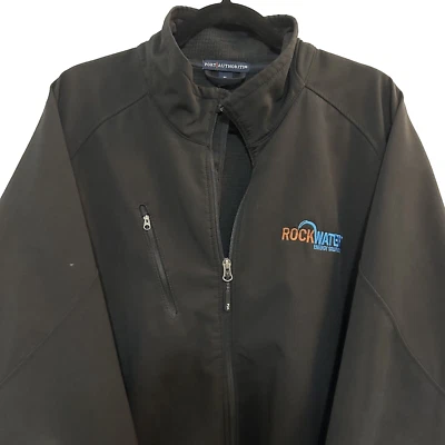 Port Authority Jacket Men’s XL Black Full Zip Rock Water Logo Zip Pockets Coat - Image 1 of 4