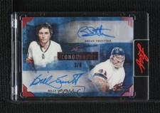 2021 Leaf Art of Hockey Iconography Red 3/6 Bryan Trottier Billy Smith Auto HOF